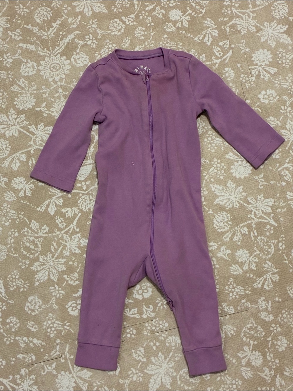 Primary Long Sleeve Zip Romper Purple Baby 3-6M